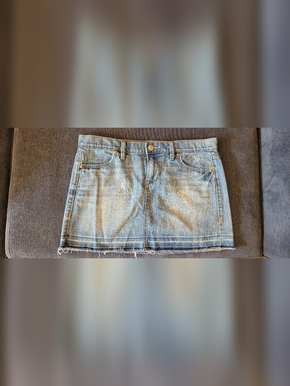 Old Navy Light Blue Denim Mini Skirt with Frayed Hem